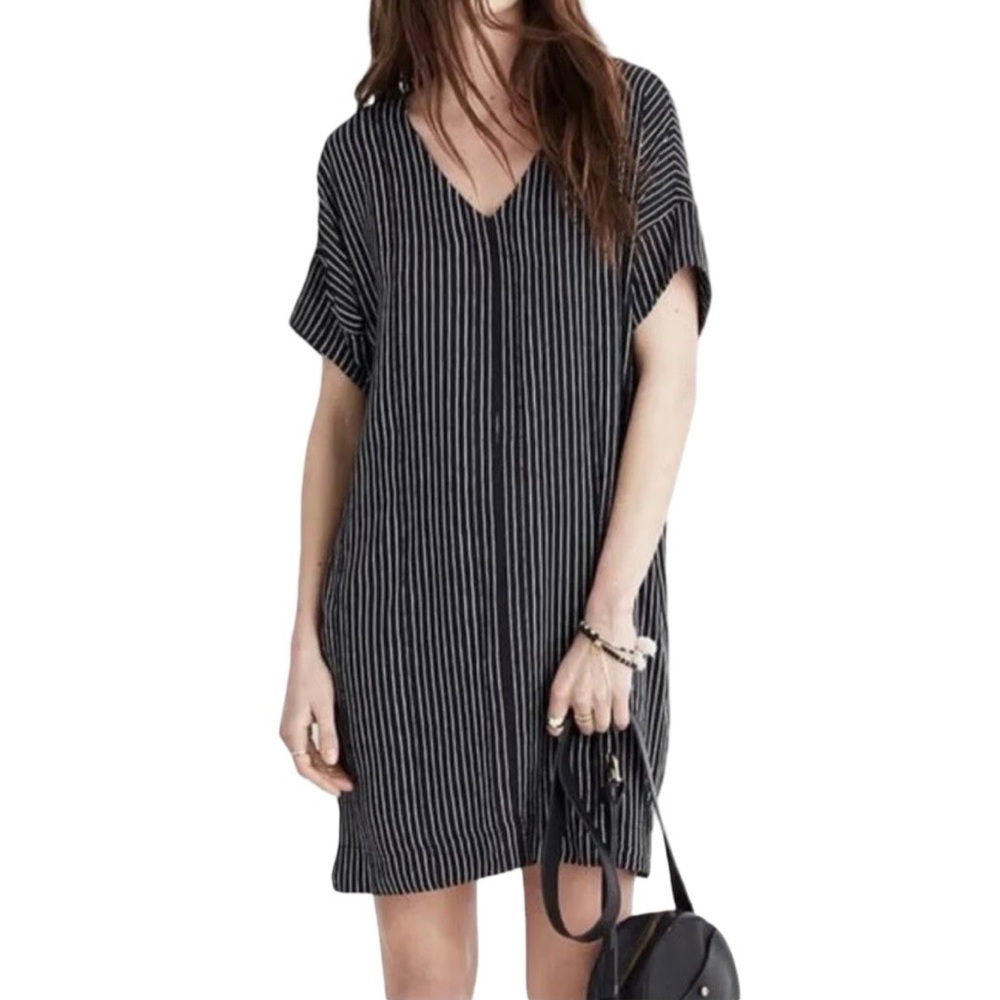 EUC Madewell Black and White Striped Dress